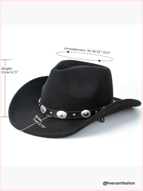 Classic Cowboy Hat with Buckle Belt Adjustable Strap main image 6